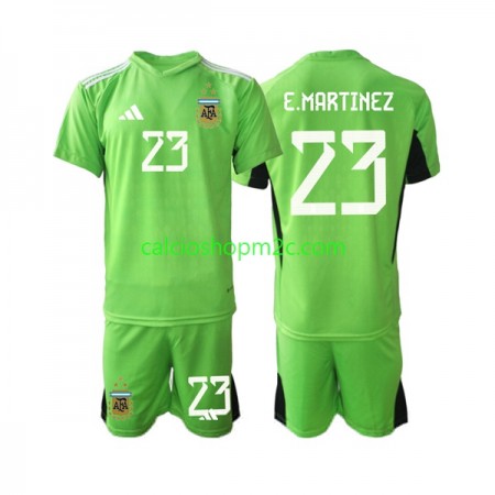 Argentina Emiliano Martinez 23 Portiere Bambino Maglia Prima World Cup 2022 Manica Corta (+ Pantaloncini)